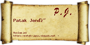 Patak Jenő névjegykártya