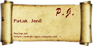 Patak Jenő névjegykártya