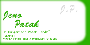 jeno patak business card